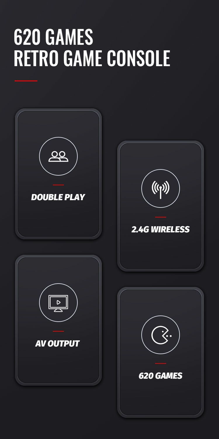 Mini HD 8-bit FC home connection TV game console NES nostalgic wireless dual player controller_voghion.com