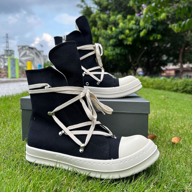 Unbeatable Quality Ro Trendy Spring Couple Casual Five Star Thick Bottom Black Men's And Women's High Top Versatile Canvas Shoes_voghion.com