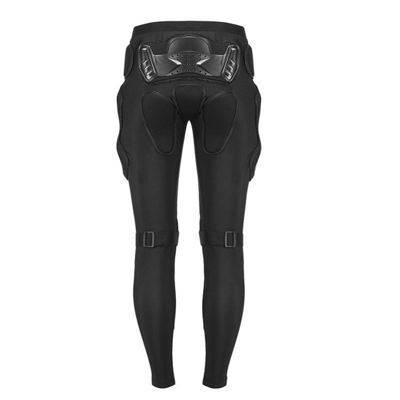 Pantaloni protettivi da moto per la guida fuoristrada - Protezione per ginocchia e stinchi certificata CE - Piastre di protezione in PE resistenti - Nero e rosso - Dalla S alla 4XL_voghion.com