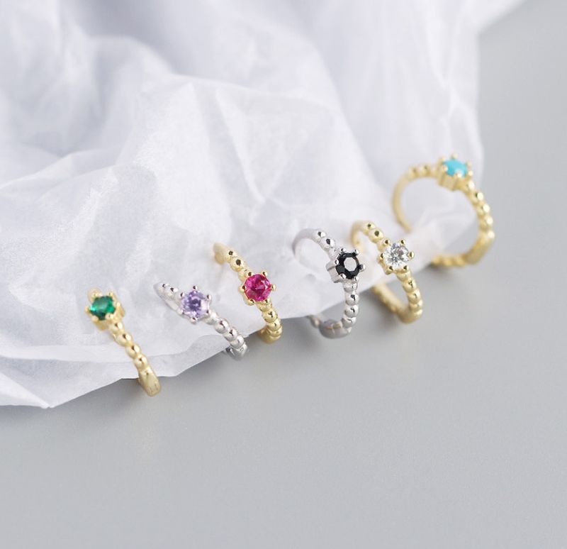 Orecchini a cerchio piccoli alla moda in argento sterling 925 con perline CZ, regalo da 10 mm, A35_voghion.com