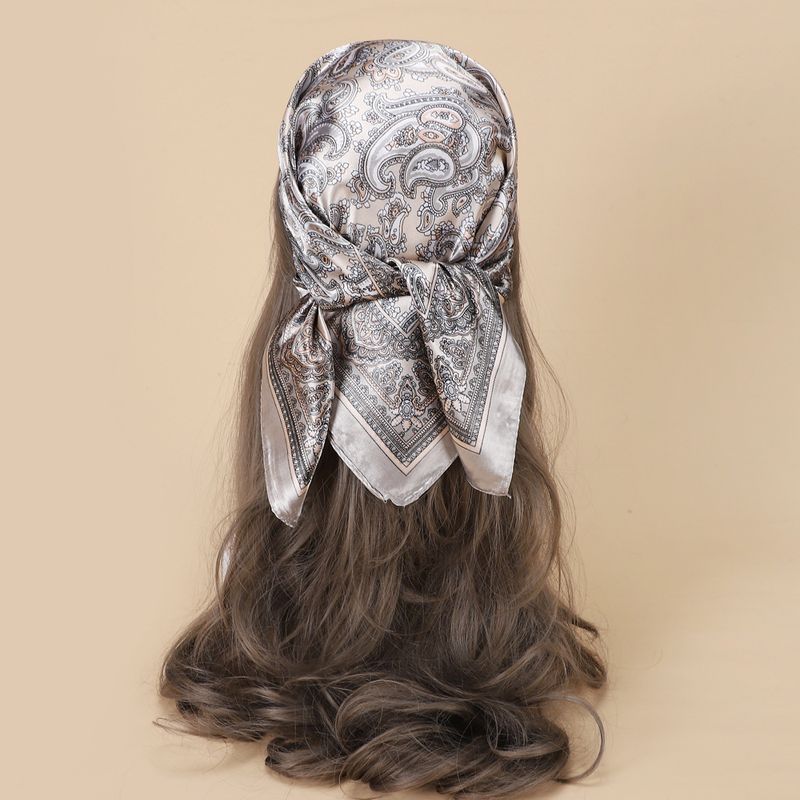 60cm Silk-Like Square Scarf Flight Attendant Style Neck Scarf Elegant Uniform Accessory Handbag Tie_voghion.com