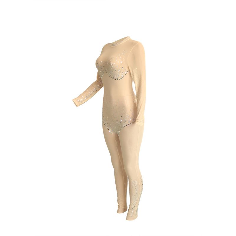 Moteriški drabužiai Sexy Meh Through Hot Diamond Kelnės ilgomis rankovėmis kombinezonas moterims_voghion.com