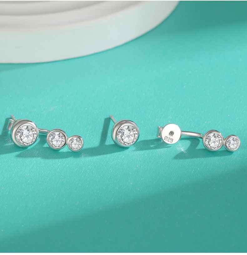 Orecchini in argento sterling S925 con moissanite a bolla per donna Uno stile Due orecchini di personalità di nicchia per donna_voghion.com