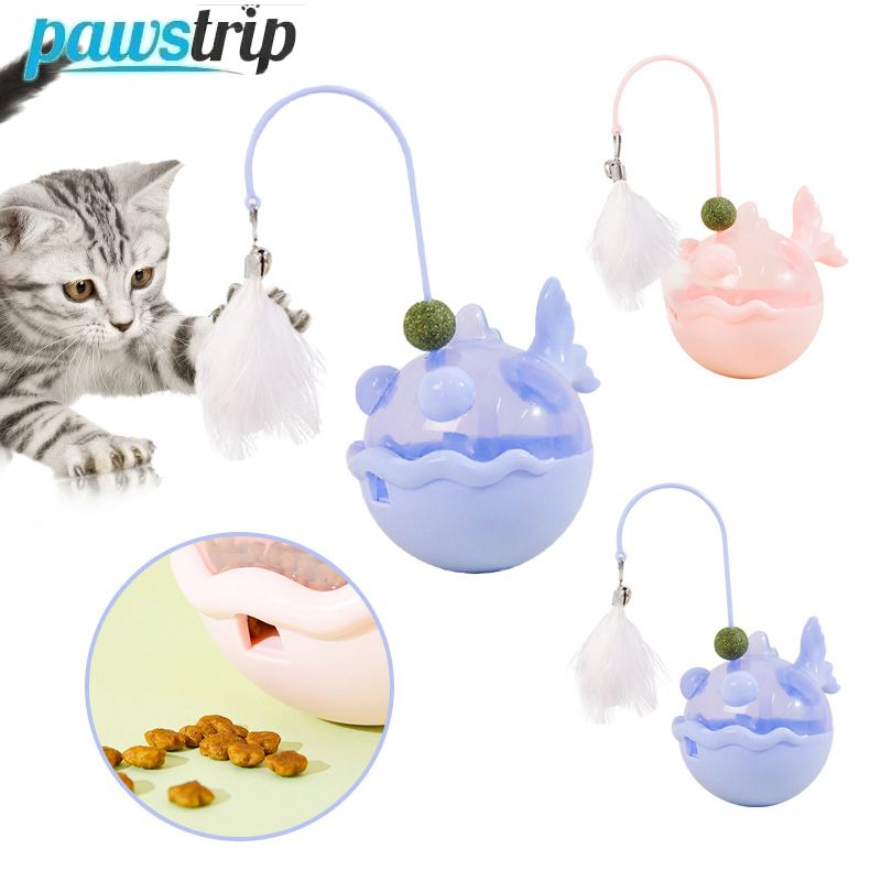 Realizzato in erba gatta, giocattolo interattivo con piume, giocattolo per gatti semovente, mangiatoia per cani e gatti di PawParty Store_voghion.com