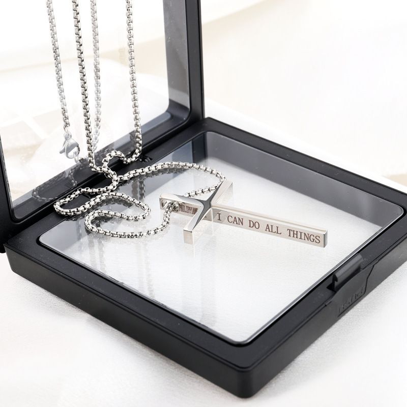 Mode Halskette für Frauen Vielseitige High-End Edelstahl Englisch Buchstaben Kreuz Schlüsselbein Kette_voghion.com