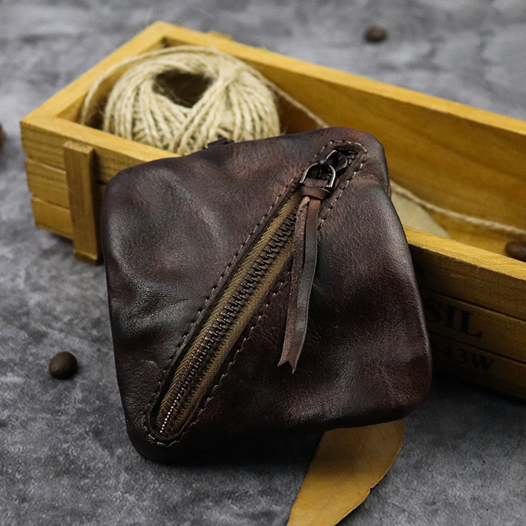 New Coin Purse for Men Vintage Mini Wallet Original Leather Card Case Holder Wallet Male Short Zipper Small Change Organizer Bag_voghion.com
