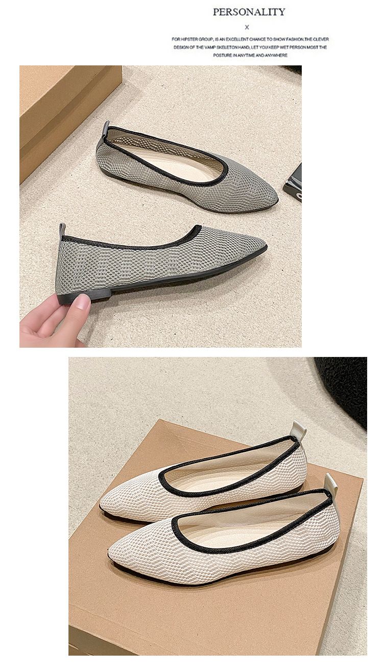 Damenschuhe Frühling und Sommer im neuen Stil fliegende gewebte flache Mund atmungsaktiv One Step Oma Schuhe modische flache Schuhe_voghion.com
