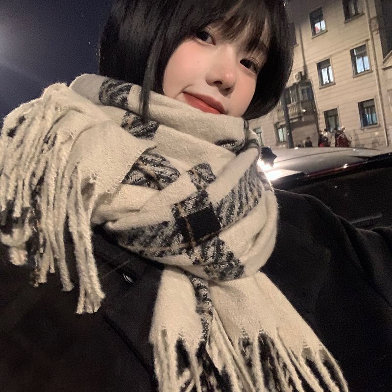 Sciarpa a quadri da coppia autunno/inverno, da donna, in edizione coreana, di alta qualità, versatile, spessa e calda, lavorata a maglia_voghion.com