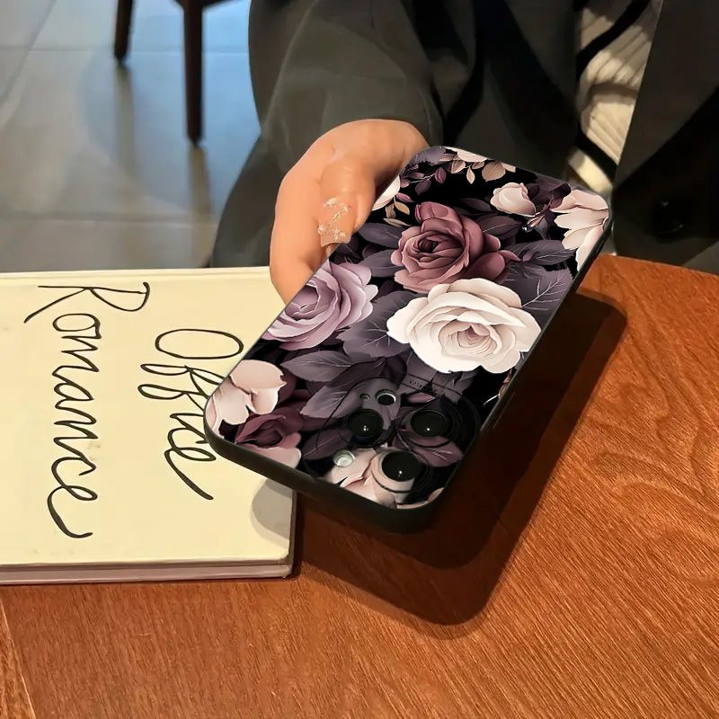 Telefonhülle mit Blumenmuster-Design für iPhone 16 15 14 Pro Max 13 12 11 XS X XR 7 8 Plus SE2022 SE3 Stoßfeste weiche Silikonhülle_voghion.com