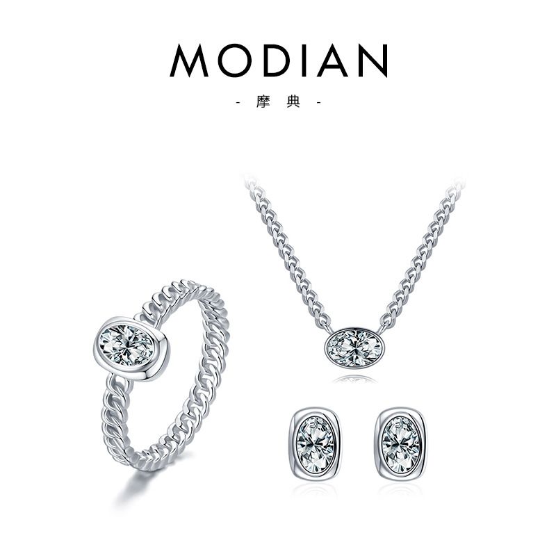 Set di gioielli da sposa con anello, collana e orecchini in argento S Ins, popolari e di alta qualità._voghion.com
