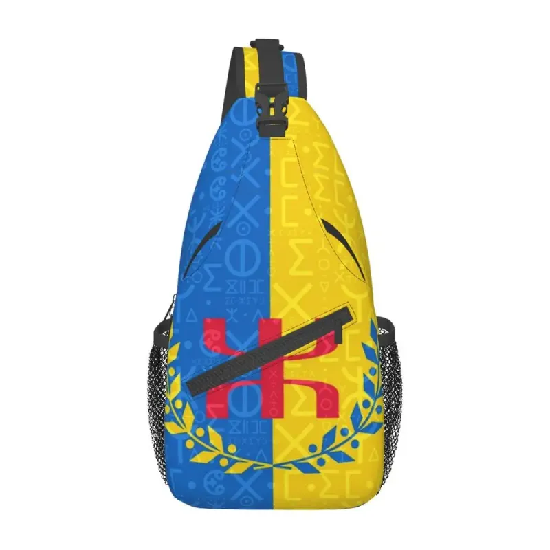 Amazigh Flag Splash Art Design Borsa a tracolla a tracolla Berber Tifinagh Borsa a tracolla orgogliosa Bapa per uomo in viaggio18_voghion.com