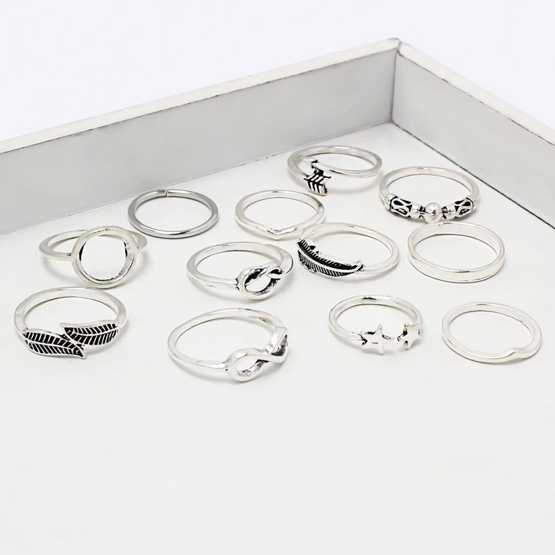 Unisex Fashion Retro Handset Diamanten Ringset Stapelringen_voghion.com