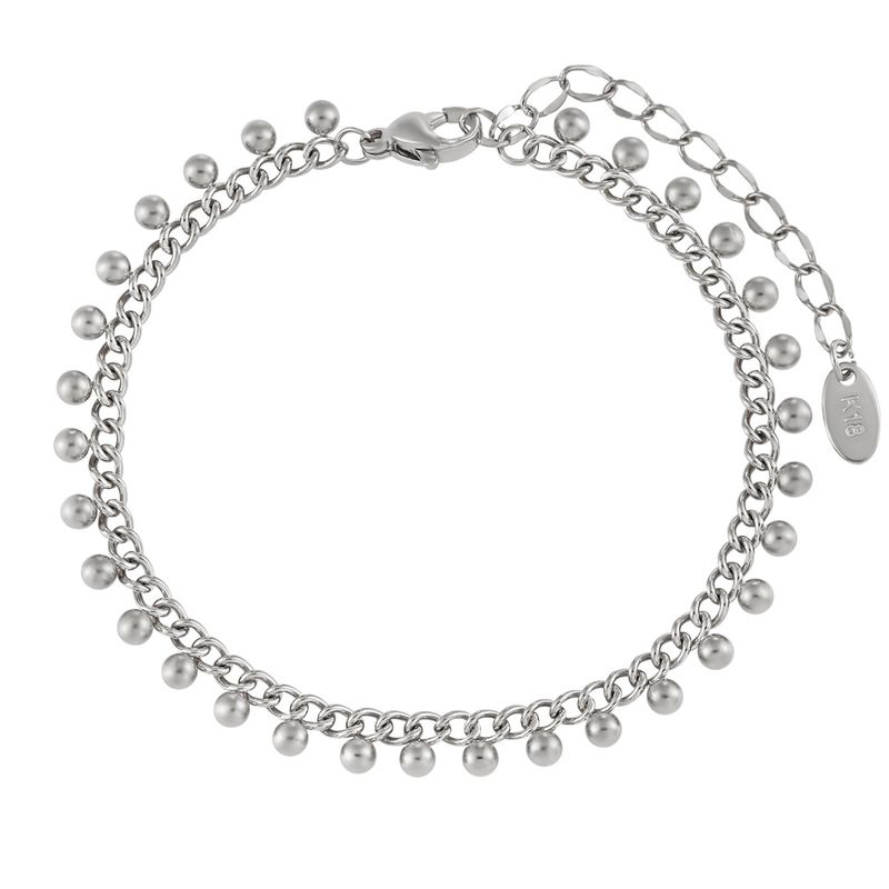 Bracciale con perline rotonde esagerate in stile esotico alla moda per donna con design a nappa, gioielli in acciaio al titanio_voghion.com