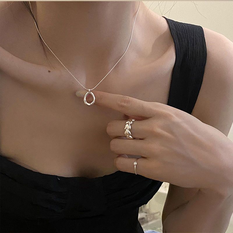 Light luxury niche irregular ins water droplet pure silver necklace 2024 new minimalist high-end collarbone chain best_voghion.com