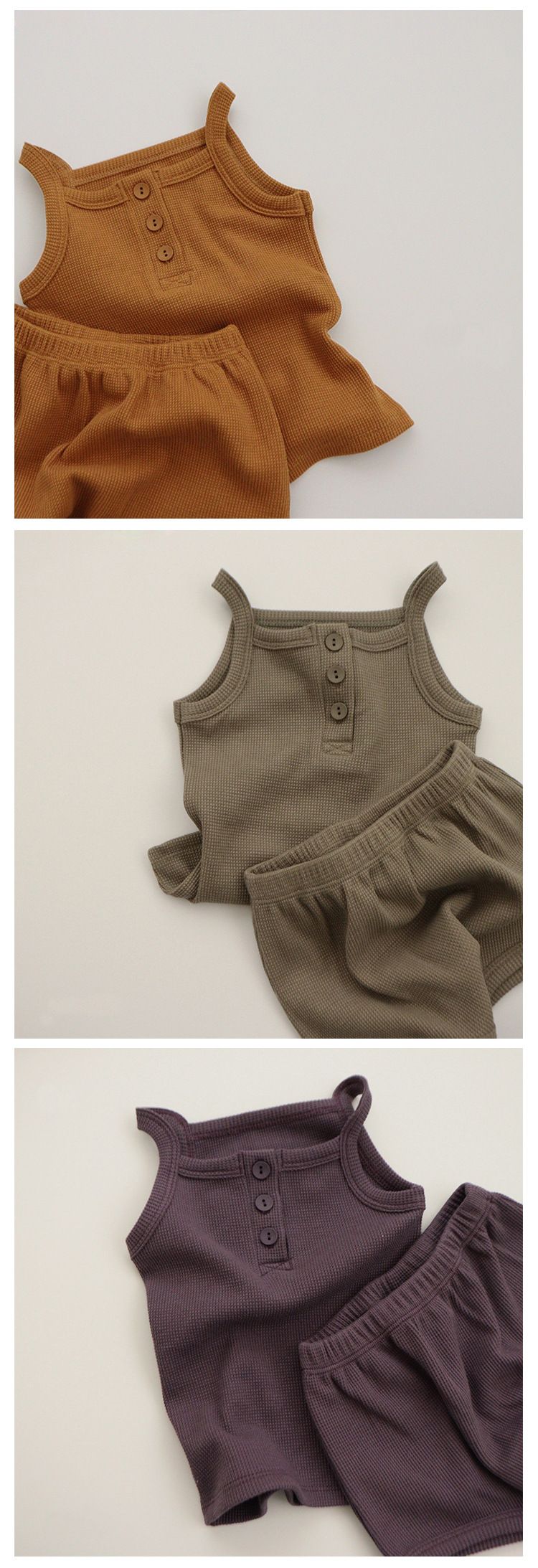Pijamas de estilo coreano para niños, chaleco para bebé, pantalones cortos para el hogar, ropa informal de punto para niñas_voghion.com