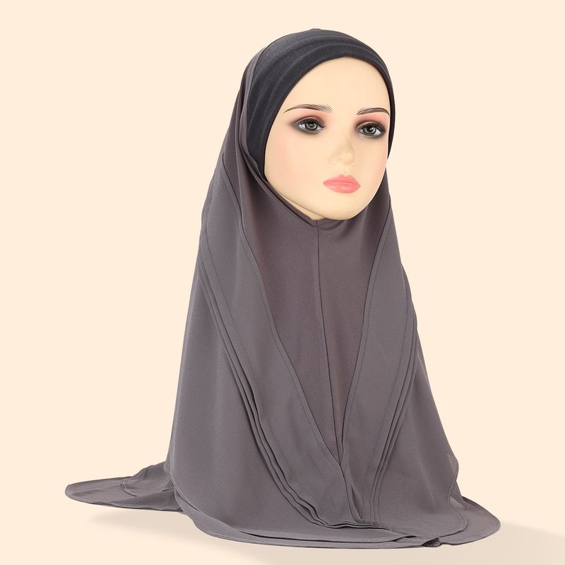 Lenço de cabeça plissado de camada dupla hijab feminino, chiffon de linho cristalino, três cores, chapéu feminino, xale confortável e respirável_voghion.com