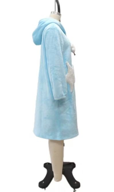 Warm And Comfortable Nightgown Women's Autumn And Winter Long Hooded Thickened Bathrobe_voghion.com
