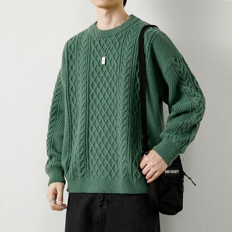 Twist-Strickpullover mit Rundhalsausschnitt für Herren, neue Strickwaren mit dicker Basis für Herbst und Winter, trendiger Pullover_voghion.com