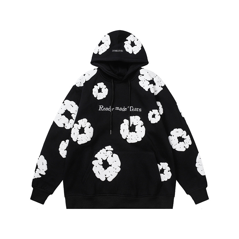 Abbigliamento da uomo Felpa con cappuccio da uomo allentata di nicchia scheletro maschile e femminile_voghion.com