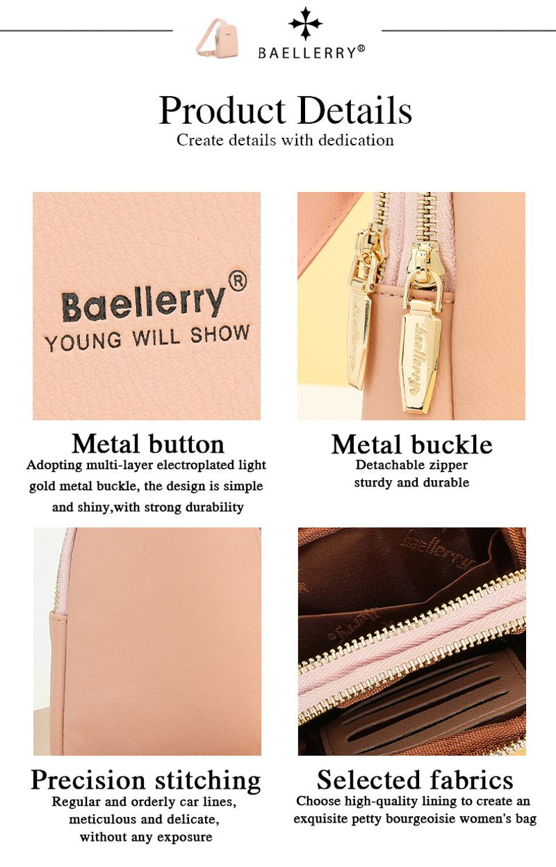Baellerry nouveau sac messager à double fermeture éclair pour femme de style coréen, sac de téléphone portable simple et polyvalent, vente en gros_voghion.com