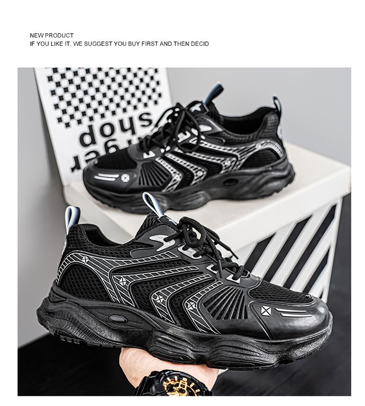 Sommer Neue Atmungsaktive Mesh Herren Sport Trendy Vielseitige Dickbesohlte Casual Running Dad Schuhe_voghion.com