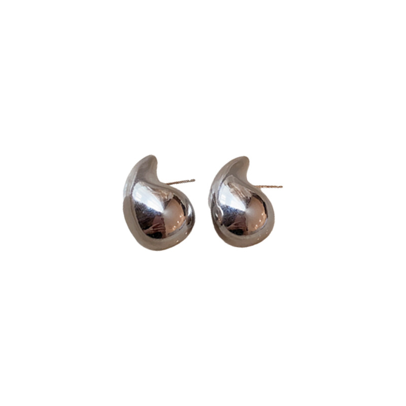 Sëlwer Nadel Waassertropfen Ouerréng Halskette Set, Einfach Modesch Kraangkette, Metall Temperament, Villsäiteg a Kal_voghion.com