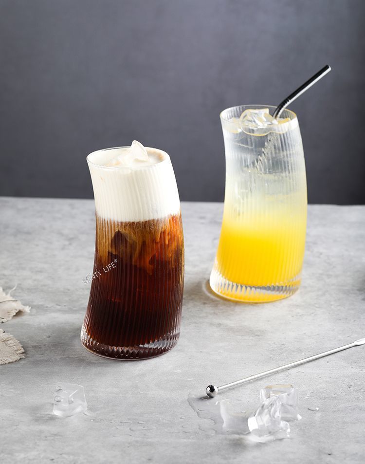 Tazza da caffè in vetro per cocktail, bevanda, tè, succo e vela a righe, INS Creative Crescent_voghion.com