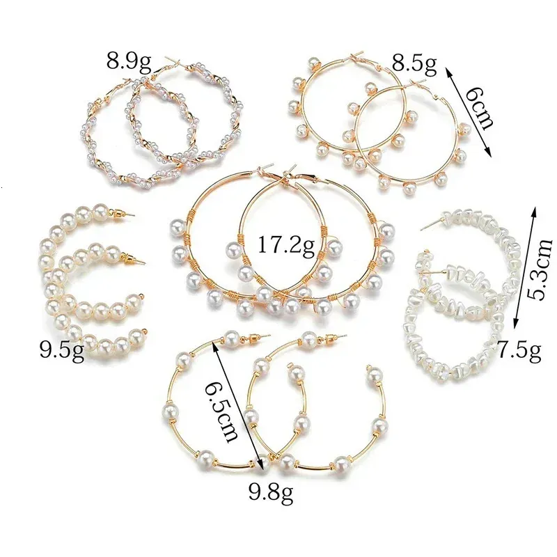 5 Style Pearl Large Hoops Earrings Round Loop Earring For Women Weding Creole Jewelry Pendientes Aros 251013_voghion.com