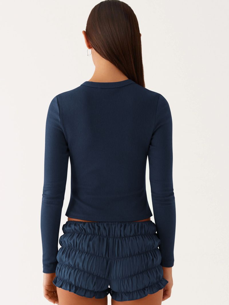 Women's Clothing Long Sleeve Button-Up Cardigan - Slim Fit Solid Color Casual Blouse For Spring & Summer_voghion.com