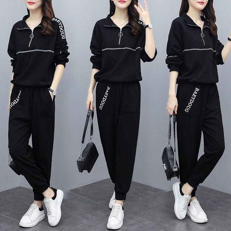 100kg Plus Size Women's Clothing For Chubby Sisters 2025 New Spring And Autumn Loose Zipper Stylish Youthful Two-Piece_voghion.com