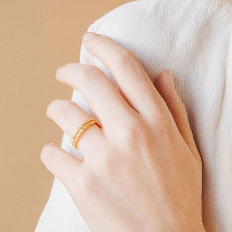 Damenschmuck Edelstahl Geburtsstein Zirkonia Ring mit Vollpavé-Steinen, Einzigartiges geometrisches Design Statement-Stil Geburtsstein Zirkon Ring Nische_voghion.com