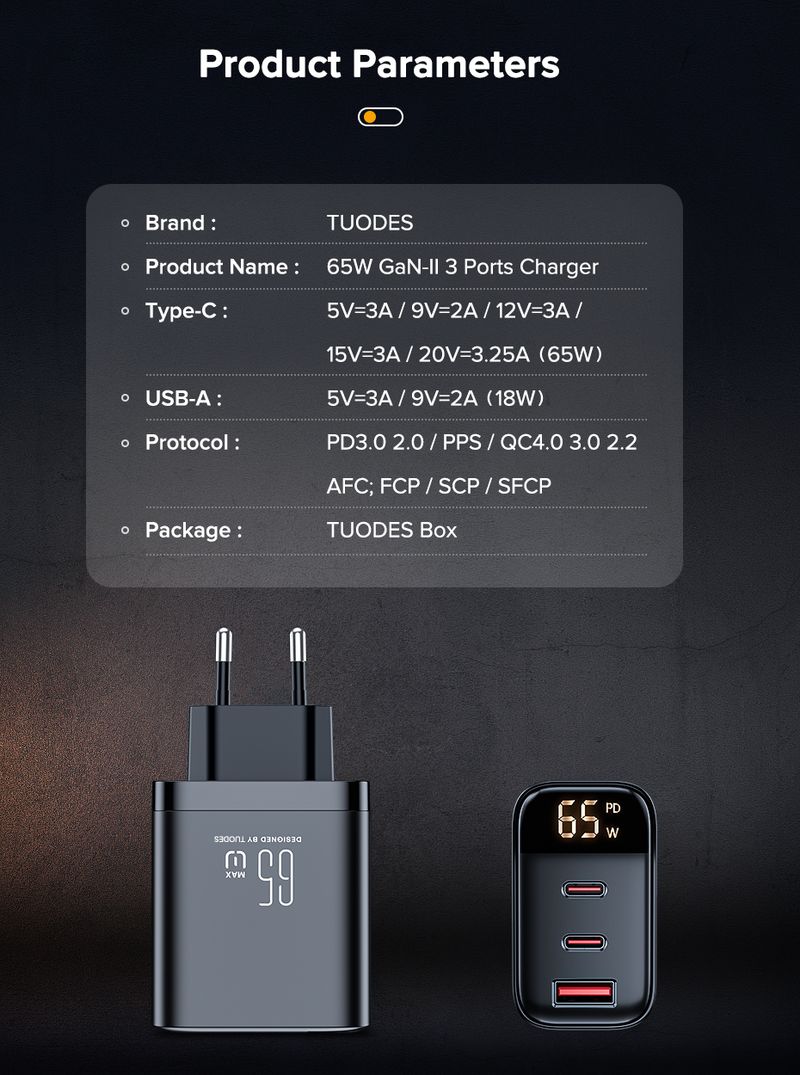 65W GaN Charger PPS PD USB Type C Fast Charging QC4.0 Quick Charge For IPhone 17 Book Air Tablet Samsung Xiaomi_voghion.com