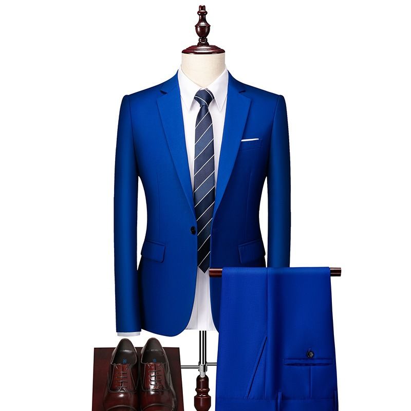 CT 2025 Spring Autumn New Men's Business Slim Fit Notched Lapel Suit Two-Piece Pocket Decoration Plus Size Tuxedo Set_voghion.com