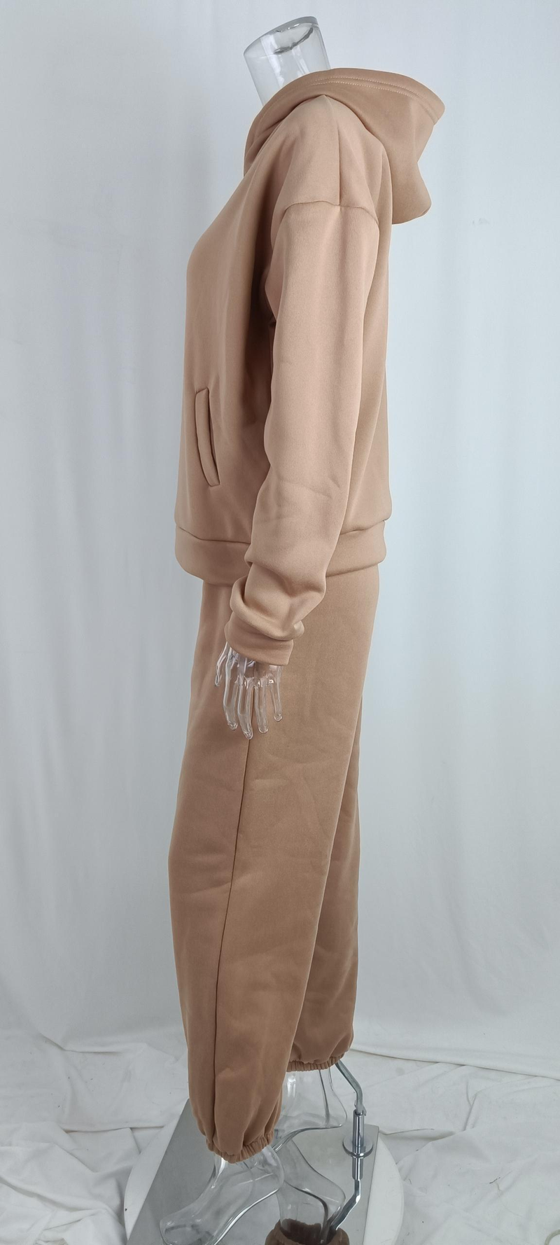 solid color casual fashion trousers thickened long-sleeved hooded sweatshirt suit_voghion.com