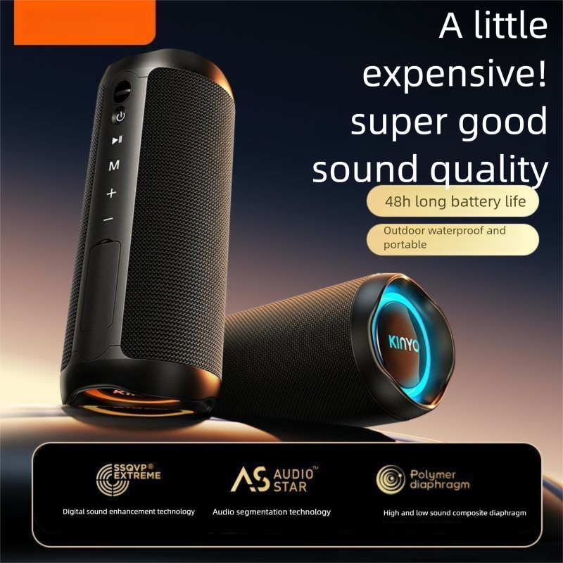 Altavoz de escritorio pequeño Jinyun H7 con Bluetooth, de alta calidad, con subwoofer de sonido potente, portátil, para exteriores, resistente al agua._voghion.com