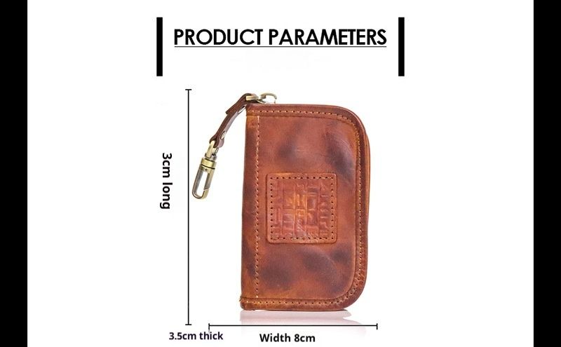 Bitkisel tabaklanmış deri el cilalı anahtar çantası, erkek bel askılı retro 2'si 1 arada kart çantası, anahtar çantası, dana derisi basit küçük çanta_voghion.com