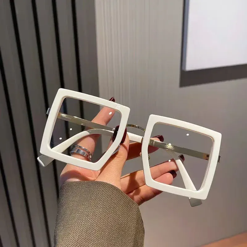 Lunettes d'ordinateur rétro surdimensionnées pour femmes, nouveau Style de grande myopie, blocage de la lumière bleue, monture carrée, lunettes de vue courtes_voghion.com