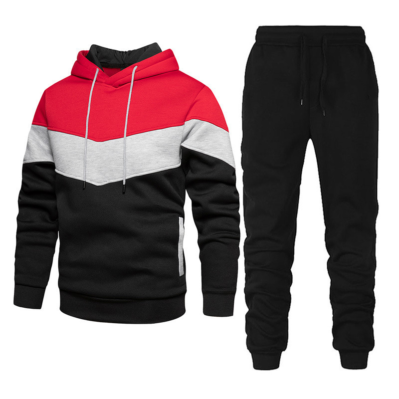 New splicing men's and women's leisure solid color splicing Sportswear running outdoor fashion two-piece set_voghion.com