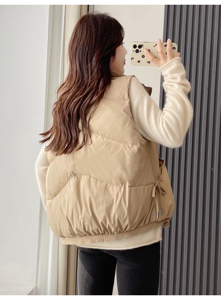 Gilet matelassé pour femme – Motif 3D et col montant zippé (Indispensable pour superposer les vêtements d'hiver légers)_voghion.com