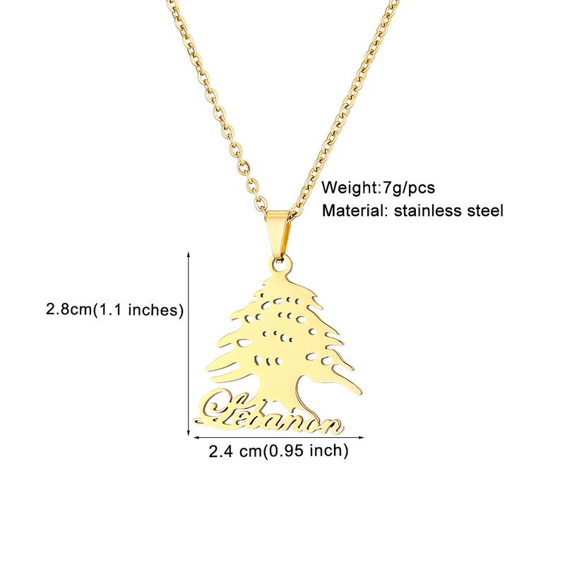 Vendita calda Acciaio al titanio Libano Emblema nazionale Mappa Collana con pendente Libano Collana di coppia in acciaio al titanio lucido di moda_voghion.com
