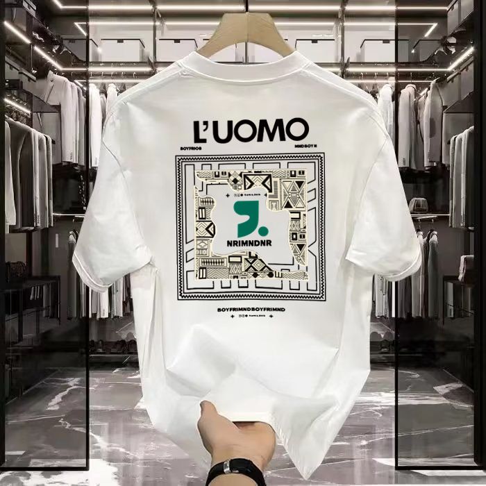 Creative Trendy Brand Short Sleeved T-shirt For Men's Summer New Slim Fit Versatile Round Neck Printed Casual Half Sleeved T-shirt Top_voghion.com