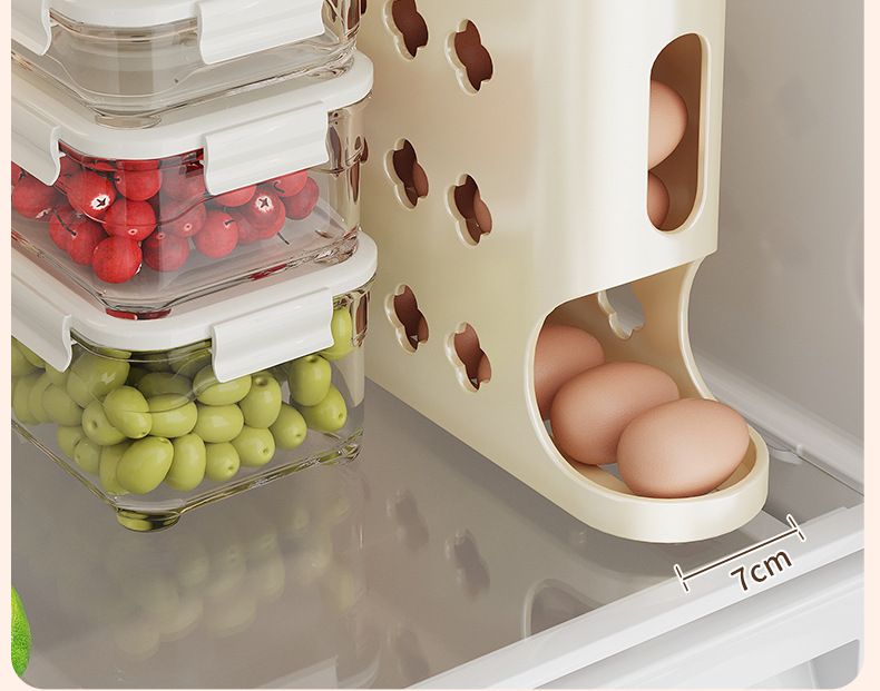 Contenitore scorrevole per alimenti con sportello laterale per frigorifero, organizer magico per conservare le uova in modo speciale_voghion.com