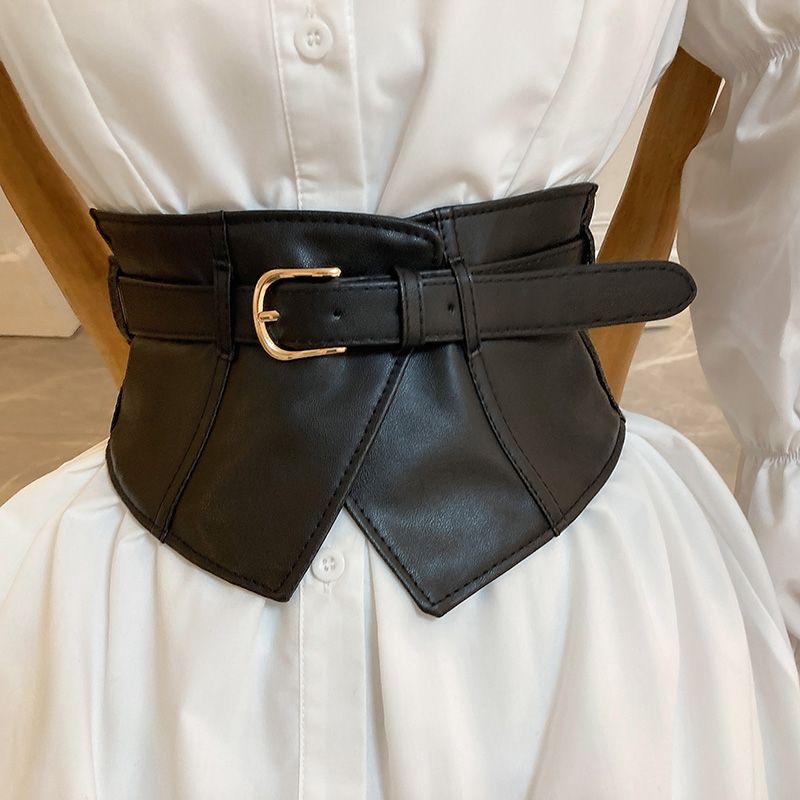 HOT Pin Buckle Szerokie Paski Czarny Elastyczny Pas PU Modny Gorset Pasek Waspie Klasyczny Płaszcz Sukienkowy Pas Dla Kobiet Dziewcząt_voghion.com