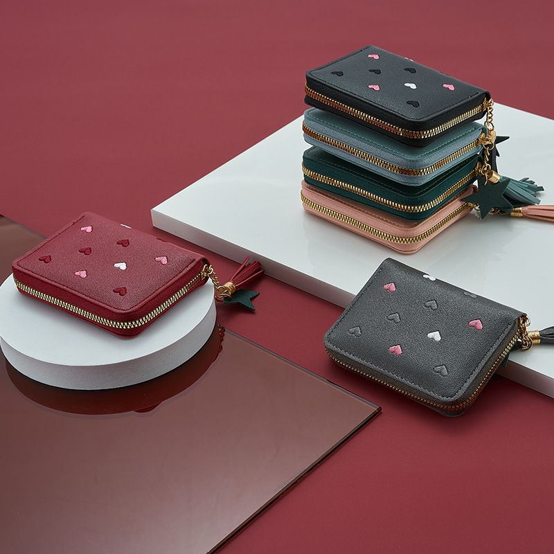 New pu leather wallet women's short Korean cute style women's coin purse one fold multi-functional wallet wholesale_voghion.com