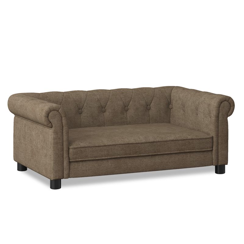 Elegant Rectangular Pet Bed For Small And Medium-sized Dogs, Durable Elevated Dog Sofa Bed, Comfortable Dog Sofa, Modern And Fashionable Linen Fabric Dog Sofa-Brown_voghion.com