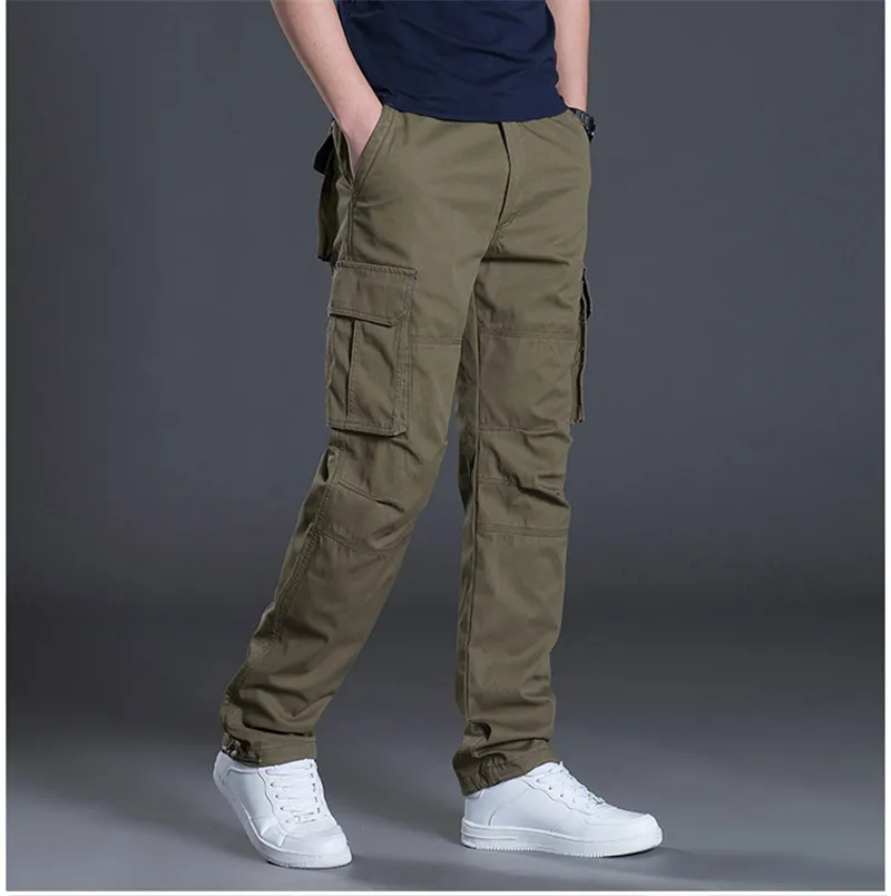 Lente Herfst Cargo Casual Heren Baggy Normale Katoenen Broek Mannelijke Combat Tactische Broek Multi Zakken_voghion.com