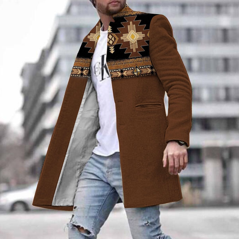 Spring New Men's Youth Woolen Standing Collar, Medium Length Pocket Casual Men's Coat_voghion.com