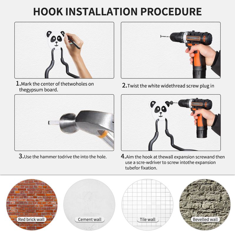 Garage Metal Wall Hanger 8 Installation, Heavy Hook Display Hanger, Used For Garden Tools Water Pipe Storage Tools Bearing Heavy Metal Hooks_voghion.com