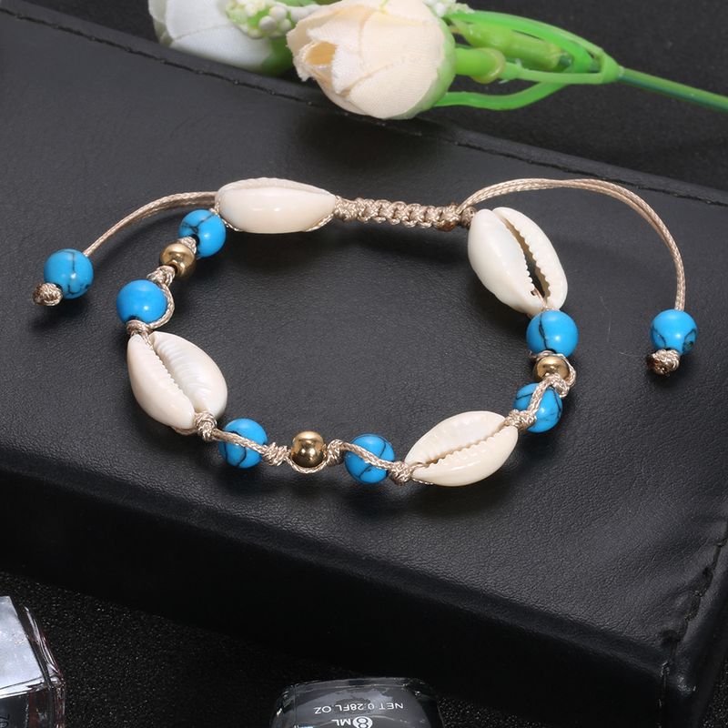 New Summer Necklace Ankle Set Natural Turquoise Shell Bracelet_voghion.com