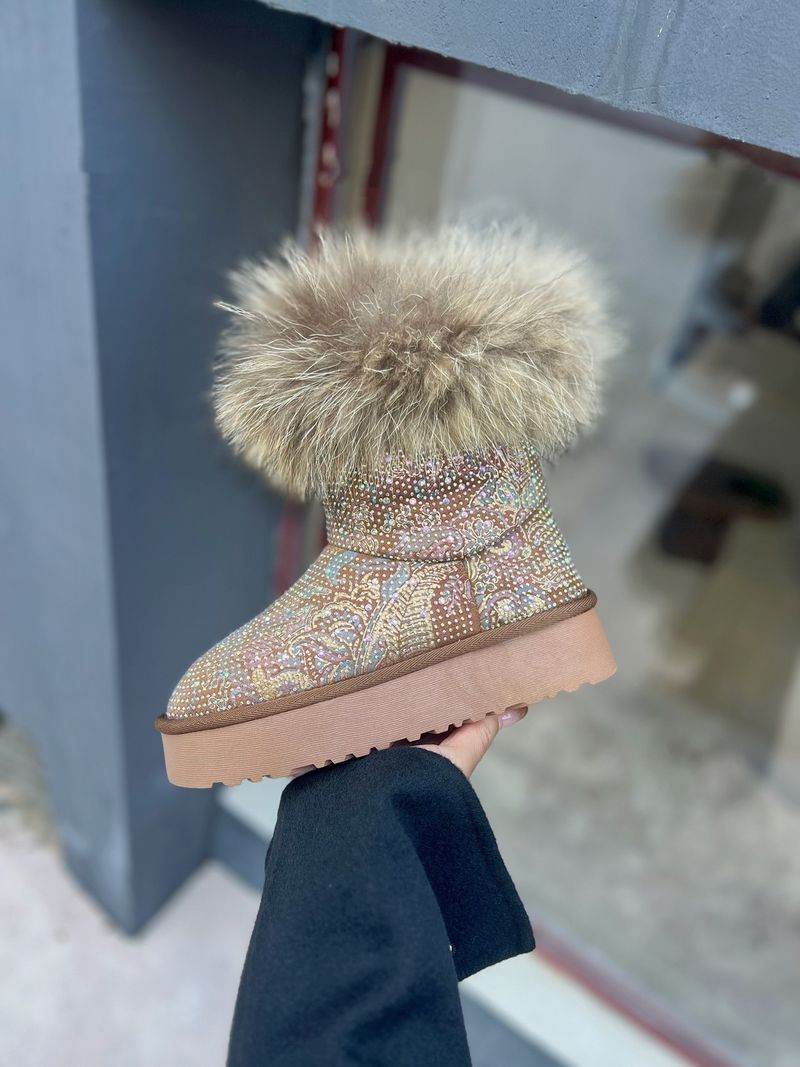 Melad Water Diamond Snow da donna in inverno 2024, stivali in vera lana con suola spessa e intersuola in cotone_voghion.com